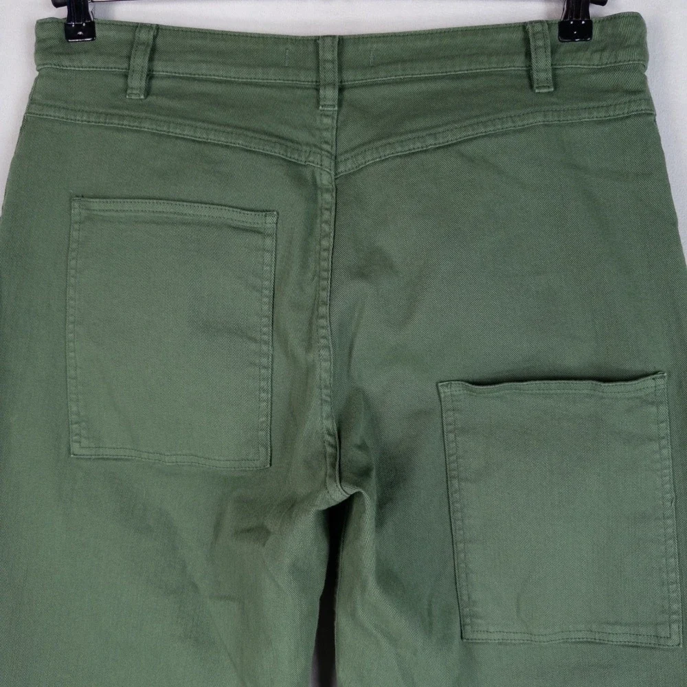 Tibi Brancusi Pant Jeans Womens 30 Green Stretch Barrel Leg Crop High Rise - Picture 6 of 13